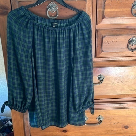 Talbots Women’s Blue And Green Plaid Blouse Size Large NWOT - Picture 1 of 8